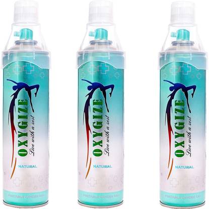 oxygize Natural Can With Mask For shortness of breath (Each Can 10L | 150 Puff) Pack 3 Oxygen Cylinder