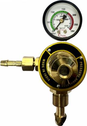 M L Earhmovers Paras Brass Oxygen Pressure Meter Regulator Single Gauge | Heavy Industrial use Air Cylinder