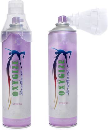 oxygize Oxygen Can Rose & Lavender Flavor Canister With In-Built Mask Protect (Each Can 150 Breaths Approx) Pack Of 2 Portable Portable Oxygen Can