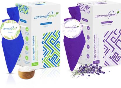 Aromahpure Camphor Cube (Joyful Lavender + Orignal) 100% Pure & Organic Car Freshener Blocks Camphor Cube Room & Car Freshner Lavender+ Orignal