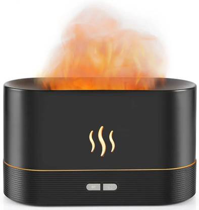 indimyst Aromatherapy Flame Diffuser (Black), Air Freshner Diffuser Set Aromatherapy Flame Diffuser Black | Portable Silent Flame lamp | Essential Oil Diffuser Sprayer Atomizer | Beautifully Designed | Multicolor Light