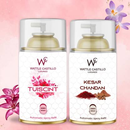 Wattle Castillo Tuiscint & KesarChandan Automatic Air Room Freshners For Suit Any Room Refill, Automatic Spray 300ml Air Freshener Refilled