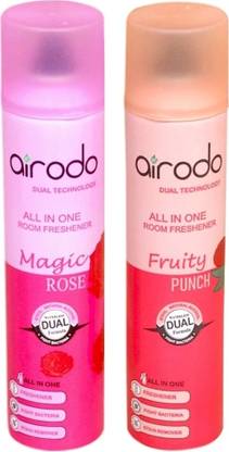 AIRODO Magic Rose and Fruity Punch Air Freshener Combo Pack with Dual Technology Car Freshener Automatic Spray Magic Rose and Fruity Punch Air Freshener Combo Pack with Dual Technology