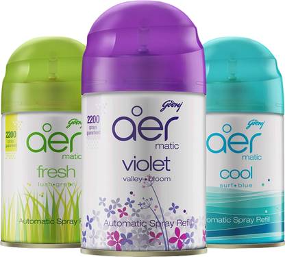 Godrej Aer COOL, FRESH, VIOLET Car Freshener Refill Aer Matic Refill GJ,GN,PPL,BL