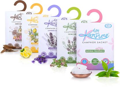 Cycle Karpure Camphor Sachet Combo Oudh, Citrus, Lavender, Thyme & Original Camphor Potpourri Sachet