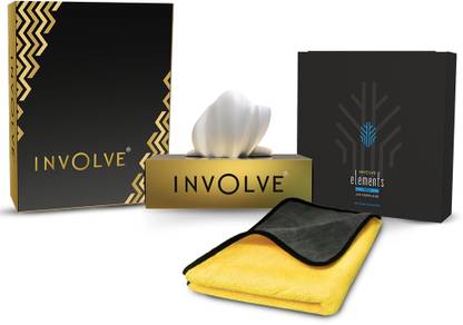Involve Car Travel Kit Gift Set: Tissue | Microfiber cloth | Element pro Meteor shower Car Freshener Spray Car Travel Kit Gift Set