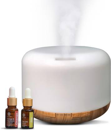 Ekam 400ml With 2 Pack Oil 7 Mood Changing LED Light Cool Mist Humidifier Aroma Diffuser 400ml 7 Mood Changing LED Light Cool Mist Humidifier Aroma Diffuser with 2 Pack Wellness Essential Oil, Ideal for Home Office Bedroom Gym Shop Wardrobe,6Hr Continuous Runtime, One Year Warranty