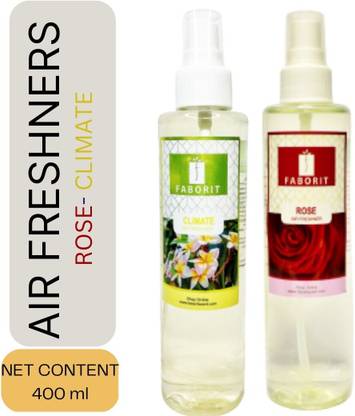 faborit Climate, Rose Spray Climate & Rose Air Freshener For Office & Home ( Packs of 2 -200ml each ) / Long Lasting Air Freshener /