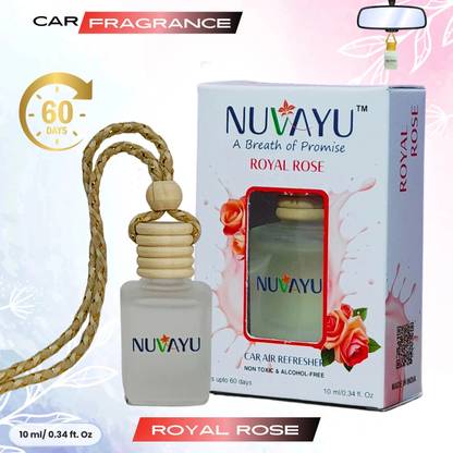 NUVAYU Royal Rose Car Freshener Diffuser Premium Car Hanging Diffuser Air freshener, Fresh Scent No Headache, Long Lasting, All Weather Aroma
