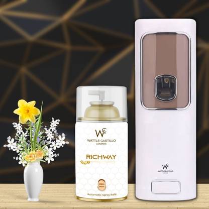 Wattle Castillo Automatic Air Freshener Dispenser(Machine+Richway Refill -265ml) 3000+ Sprays Automatic Spray, Refill WC-Machine02+Richway
