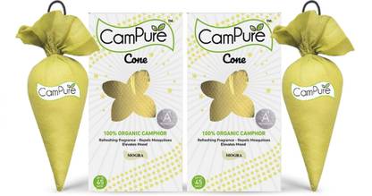 CamPure Cone Mogra - Pack of 2 Potpourri Camphor Cone Mogra - Room Freshener, Mosquito - Insect Repellent - Pack Of 2