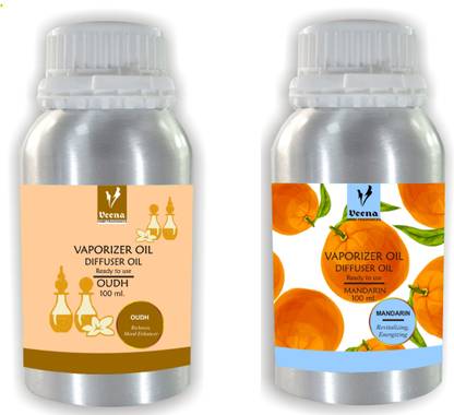 Veena Vaporizer Diffuser Oil Oudh100ml & Mandarin100ml Pack Of 2 (200ML) Diffuser Vaporizer Diffuser Oil_Combo Of 2 Diffuser Oil Rose & Sandalwood (100ml Each Diffuser Oil)