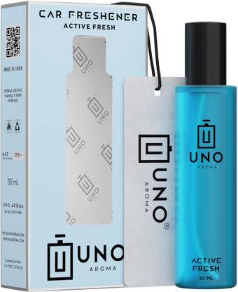 UNO AROMA Active Fresh Fragrance Car Freshener Spray Active Fresh Car Freshener Perfume With Elegant Car Hanging For All Day Long Immense Delightful Fragrance