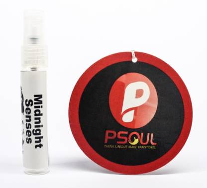 PSOUL Patchouli Car Freshener Diffuser Set PLATINUM FRESH Car Pepar Air Freshner With MIDNIGHT SENSE Patchouli Spray Bottle 150 Shot