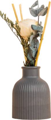 Aromigo Jasmine Black Diffuser Set Concrete Pot Diffuser with Jasmine Oils, Essential Oils, Aromatherapy, Black-30ML