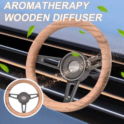 Budwill ® Mini Wooden Car Steering Wheel AC Vent Clip-on Car Perfume Car Freshener Diffuser Wooden Steering Wheel Ac Clip Car Perfume