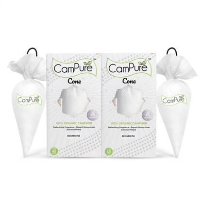 CamPure Cone Bhimseni - Pack of 2 Potpourri Camphor Cone Bhimseni - Room Freshener, Mosquito - Insect Repellent - Pack Of 2
