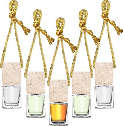 Triangle Ant ™5 Pack Hanging Car Diffuser Bottle Empty Glass Perfume Bottle Diffuser Car Air Freshener Fragrance Diffuser Bottle Aromatherapy