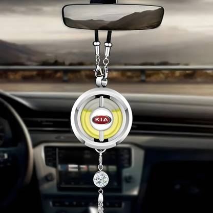 GlowMyst ® Premium Quartz Glass Mirror Hanging Perfume, Steel Housing (Kia) Car Freshener Diffuser Mirror Hanging Car Perfume