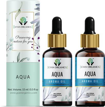 Gyan Organics Aqua Aroma Oil, Diffuser, Refill, Spray Aroma Oil Aqua Diffuser Refill Oil Fragrance Aqua Aroma Oil Fragrance for Home Room Office & Washrooms