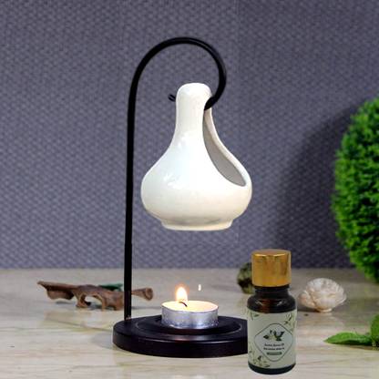 Home Delight Ceramic White Diffuser Hanging Burner With 10ml Jasmine Fragrance Oil Diffuser Set, Aroma Oil HD-Hanging-Diffuser-White-Jasmine-01