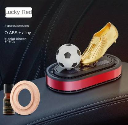 WLEWORLDLOOKENTERPRISES ™ Red Shoe With Football Solar Powered Car Perfume Diffuser/Car Dashboard, Diffuser Car Perfume Rotating Liquid Air Refresher Modern Dashboard