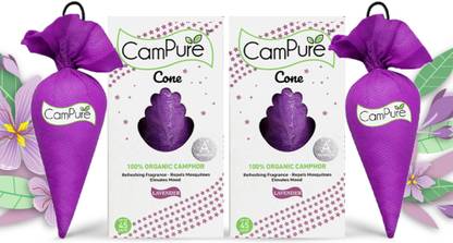 CamPure Cone Lavender - Pack of 2 Potpourri Camphor Cone Lavender - Room Freshener, Mosquito - Insect Repellent - Pack Of 2