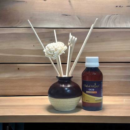 GLOBAL AROMA OUD Diffuser Set OUD Reed Diffuser Set-100 ml | Toxin-Free | Fine-Living Fragrance for Office, Home and Stress Relief | Mood Enhancer