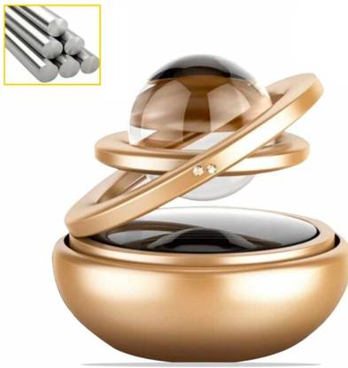 mintair AROMA Diffuser Solar Double Ring Crystal Auto Rotate Car Perfumes (Golden)