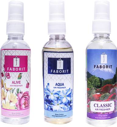 faborit Alive- Fruity and Rose, Aqua- Lime and Lavender, Classic- Vanilla and Musk Spray Alive Aqua Classic Combo