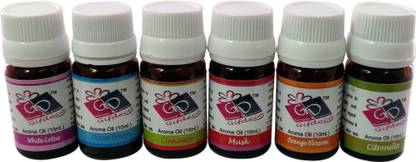 GIFDECO WHITE LOTUS, OCEAN, CINNAMON, MUSK, ORANGE BLOSSOMM, CITRONELLA Aroma Oil, Refill AO-6PCS SET2