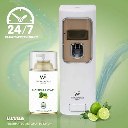 Wattle Castillo Automatic Air Freshener Dispenser & LemonLeaf Refill-265ml(Dispenser+Refill) Automatic Spray, Diffuser Set Automatic Air Freshener Dispenser And Refill