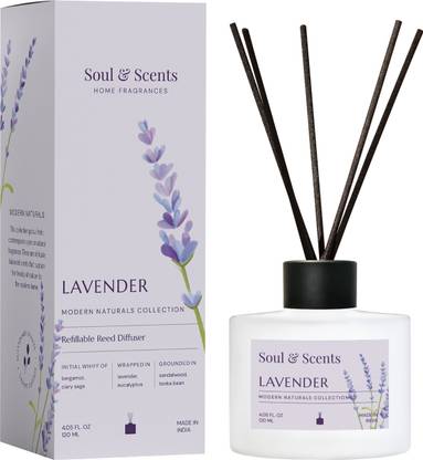 Soul & Scents Lavender Diffuser Get 6 Fiber Stick Natural Fragrance & Smokeless Room Freshener Diffuser Set LAVENDER REED DIFFUSER