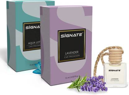 Signate Lavender, Aqua Lotus Car Freshener Aroma Oil Car Perfume Air Freshener, Long-Lasting Fragrance | Hanging pods | Odor Eliminator for Cars, Office, Home