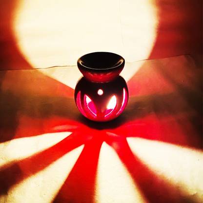shree murti Floral Aroma Oil 4" RED Aroma oil diffuser with 2 T-lite candle with 10ml Aroma Oil.