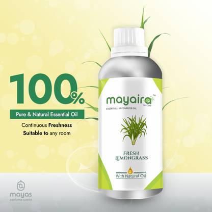 MAYAIRA Fresh Lemongrass Vaporizer Oil Air Freshener Long-Lasting Odour Eliminator 500ml Refill Fresh Lemongrass Essential/Vaporizer Oil Air Freshener Refill Long-Lasting Odour Eliminator for Home & Office (500ml)