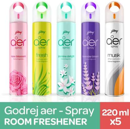 Godrej Petal crush pink, Musk after smoke, Violet velly bloom, Morning misty meadow, Fresh lush green Spray Aer Spray 5 Bottle