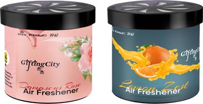 Enew Damascus Rose & Lemon Zest Diffuser Set Refresh Drive Car Gel Air Freshener - Lemon Zest & Damascus Rose - 2 Pack