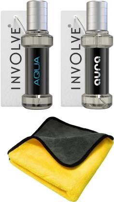 Involve Elements Combo : Aqua & Aura Spray Air Car Perfume & Microfiber Cotton Cloth Car Freshener Spray Elements Combo Offer : Aqua & Aura Spray Air Car Perfume & Microfiber Cotton Cloth