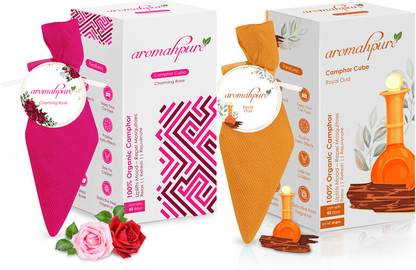 Aromahpure Camphor Cube (Royal oudh +Rose) Car Freshener Blocks Camphor Cone/Cube