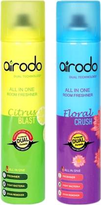AIRODO Citrus Blast and Floral Crush Air Freshener Combo Pack with Dual Technology Automatic Spray Citrus Blast and Floral Crush Air Freshener Combo Pack with Dual Technology