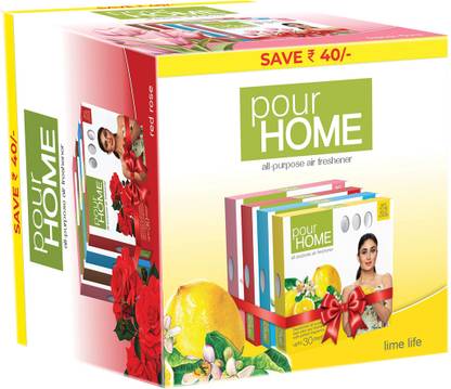 POUR HOME All-purpose Air Freshener - Red Rose, French Flora, French Fusion, Lime Life Blocks All-purpose Air Freshener Blocks Red Rose, French Flora, French Fusion, Lime Life (48 g x 4)