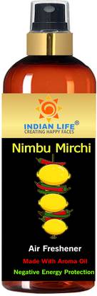 indianlife Nimbu Mirchi Air Freshener For Remove Negative Energy, Office, Home 200 Ml Spray Room Freshener