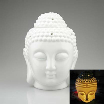PeepalComm [Combo]X Premium Ceremic Buddha Aroma Oil Diffuser With 10 Pcs T-Light Candles,1 Aroma Oil, Diffuser Set [ Combo Pack ] Aroma Oil Buddha Diffuser With 1 Pack Of 10 Pcs T-Light Candles & 1 10 Ml High Scented Aroma Oil Set For All Air Freshner ( Best For Gift ) P