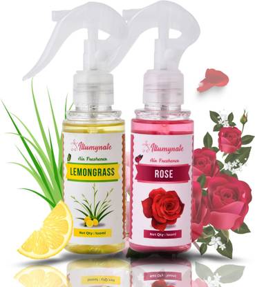 ILLUMYNATE Lemon Grass Rose Room Air Freshener Room Perfume Spray for Kitchen Bathroom Car Car Freshener Spray Room Air Freshener Perfume For Car, Kitchen, Bathroom and Office