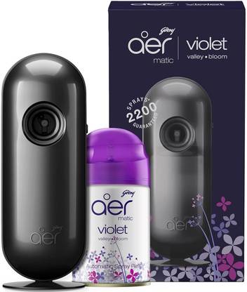 Godrej Aer Matic Kit Room Fresheners with Flexi Control Spray | Violet Valley Bloom Car Freshener Automatic Spray Matic Kit (Machine + 1 Refill) - Automatic Room Fresheners with Flexi Control Spray | Violet Valley Bloom | 2200 Sprays Guaranteed | Lasts up to 60 days