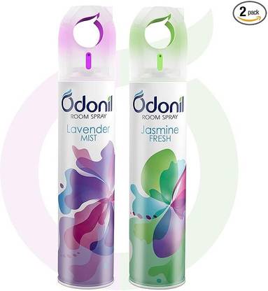 Odonil Lavender, Jasmine Car Freshener Spray Air Freshener Room Spray - 440 ml Combo (Pack of 2, 220ml each) | Lavender Mist & Jasmine Fresh | Nature Inspired Fragrance for Home & Office | Long Lasting Fragrance | Instant Freshness