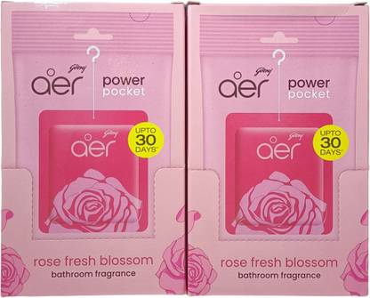 Godrej AER POWER POCKET, BATHROOM FRAGRANCE, ROSE FRESH BLOSSOM - Pack of -2 Blocks AER POWER POCKET ROSE FRESH BLOSSOM