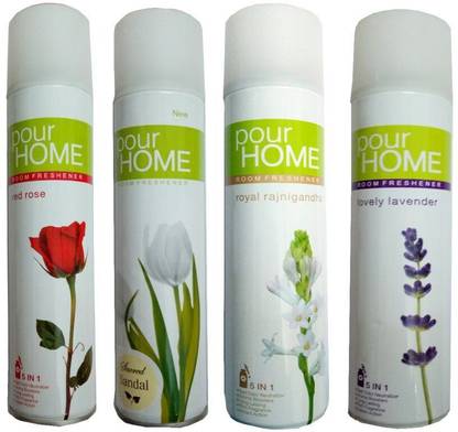 POUR HOME LAVENDER, RAJNIGANDHA, SANDAL Spray 1 RED ROSE ROOM FRESHENER 225 ML+1 LOVELY LAVENDER ROOM FRESHENER 225 ML+1 ROYAL RAJNIGANDHA ROOM FRESHENER 225 ML+1 SACRED SANDAL ROOM FRESHENER 225 ML