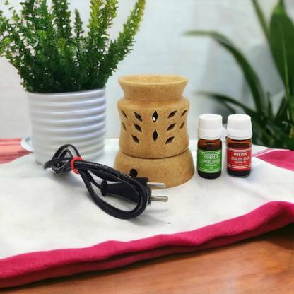 oberlo rose,leomgrass Diffuser Set Premium White Color Electric Burner in Attractive Design and Glossy Look with Rose and Lemongrass Fragrance 10ml Each